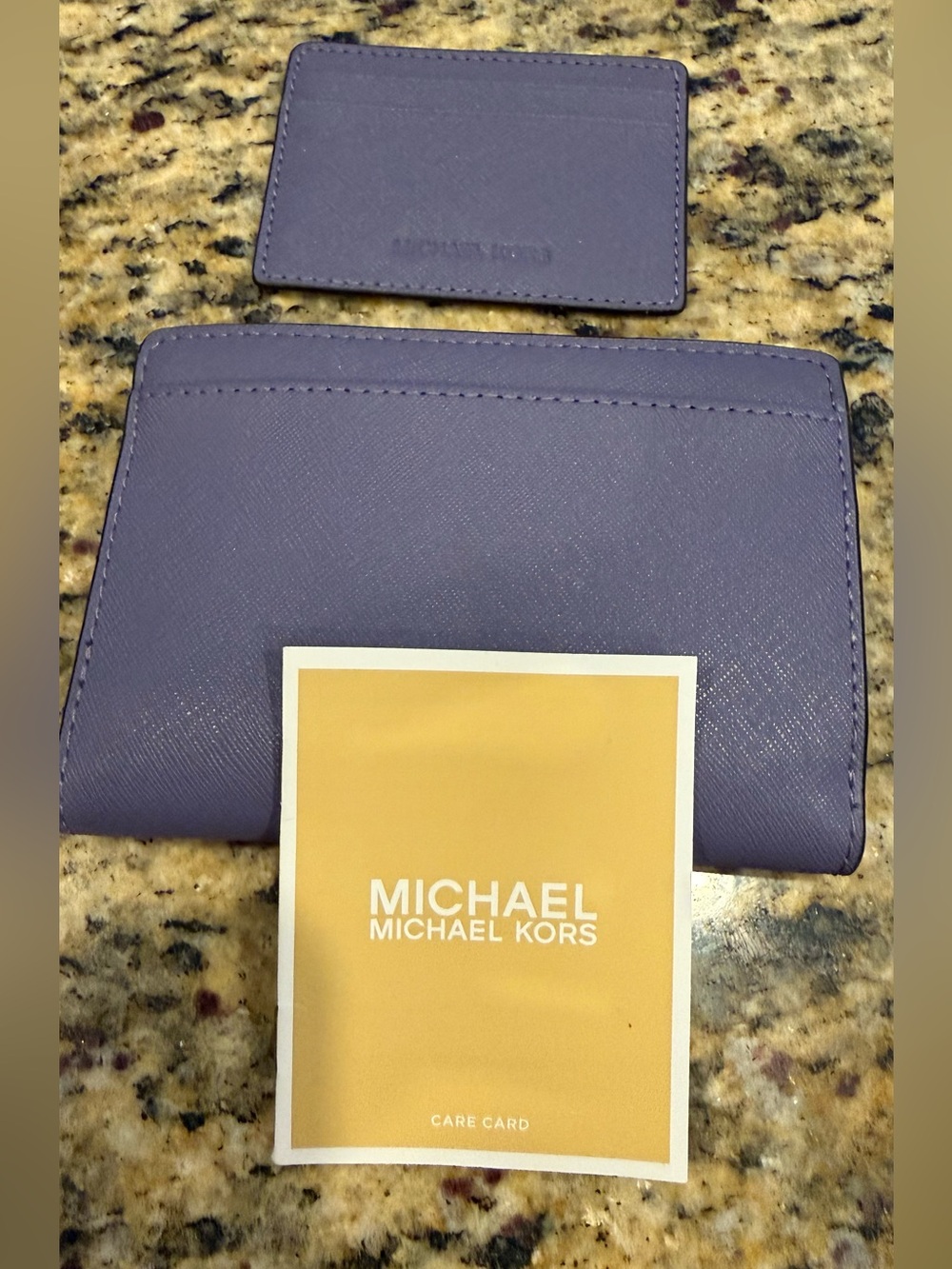 💜 Michael Kors Saffiano Leather Wallet & Removable ID Card Holder Set NWOT